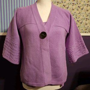 Neiman Marcus Light Purple Cashmere 2 Pc Crop Cardigan Sweater Set Sz M/L, NEW!